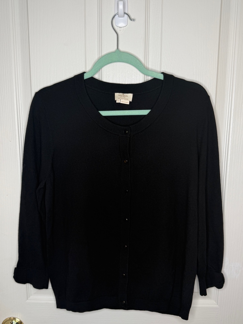 kate spade Black Front Button Up Crewneck Cardigan